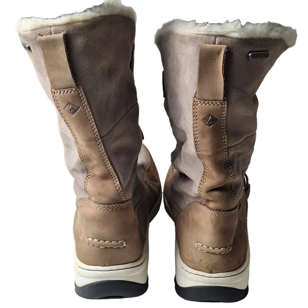 Sperry Women Gray Powder Valley Vibram Thinsulate Faux Fur Lined Winter Boot Sz9
